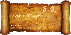 Bergh Nándor névjegykártya